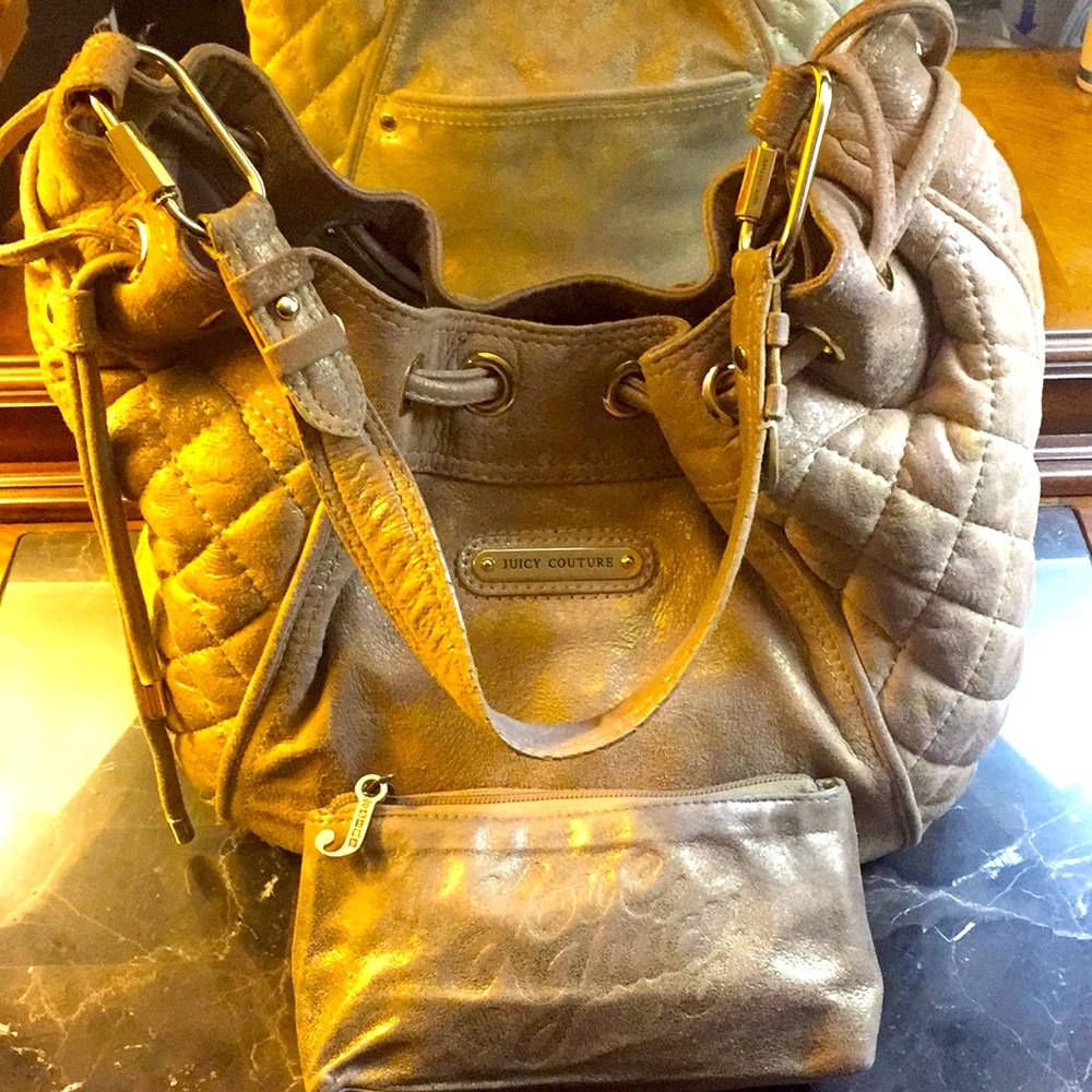 Juicy Couture 2 piece Gold Metallic Beautiful Bag